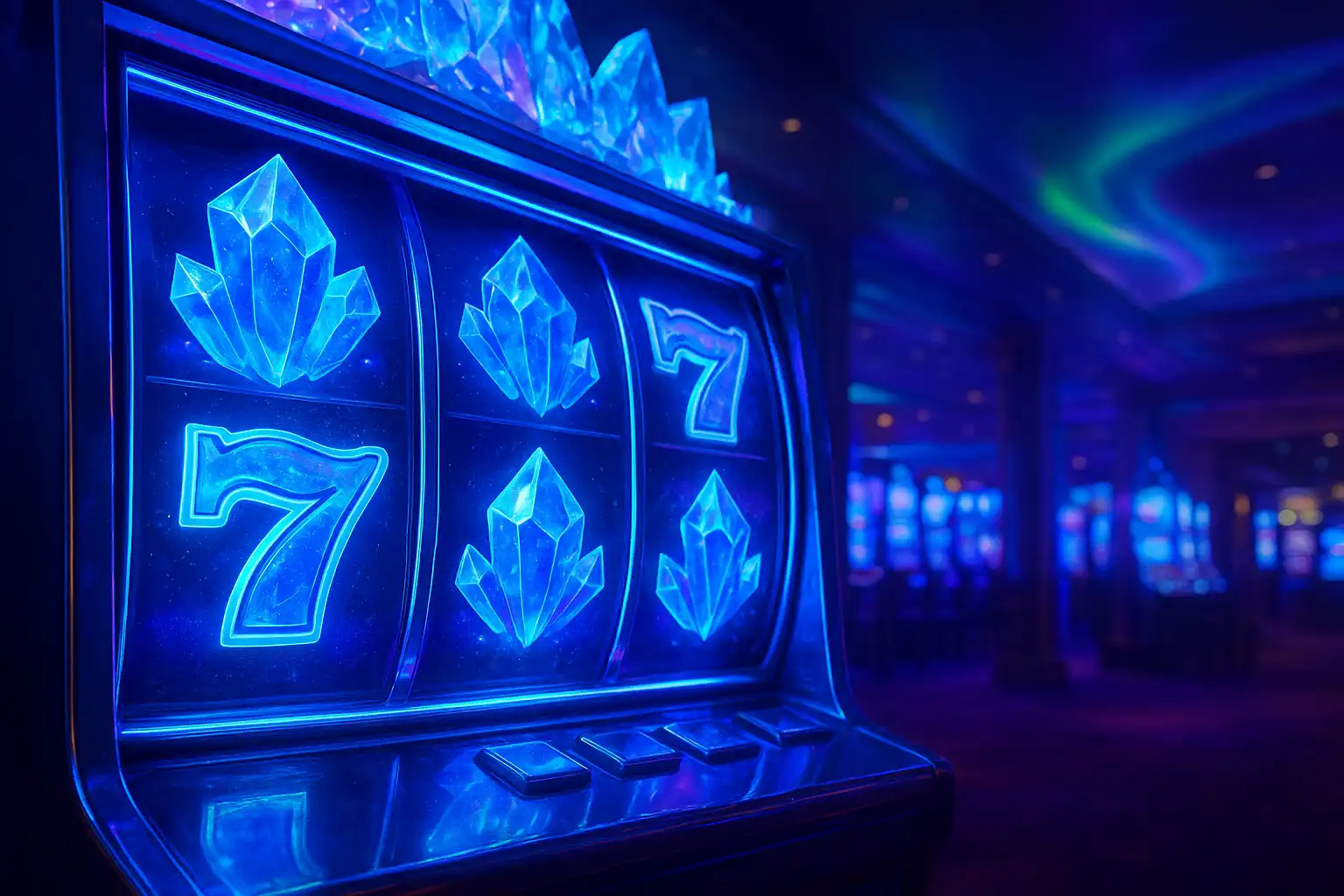 Glowing ice-themed slot reels inside the Betarctica lobby