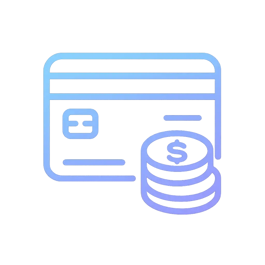 Icon of a card and coins representing a deposit